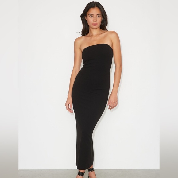 Black Strapless Midi Dress / Size XS - Picture 2 of 6